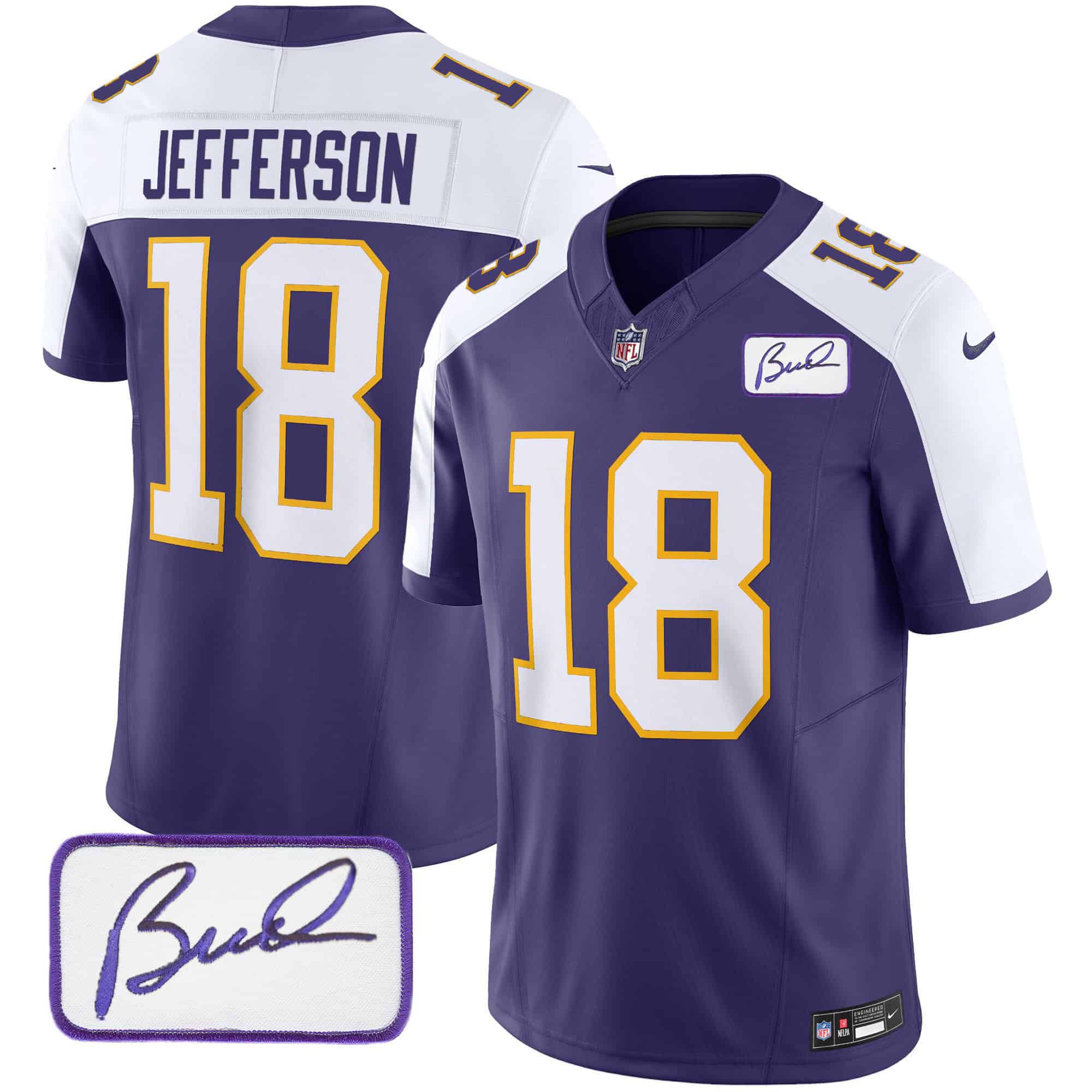 Men Minnesota Vikings #18 Jefferson Purple 2024 Nike Bud Grant Patch Classic Limited NFL Jersey->indianapolis colts->NFL Jersey